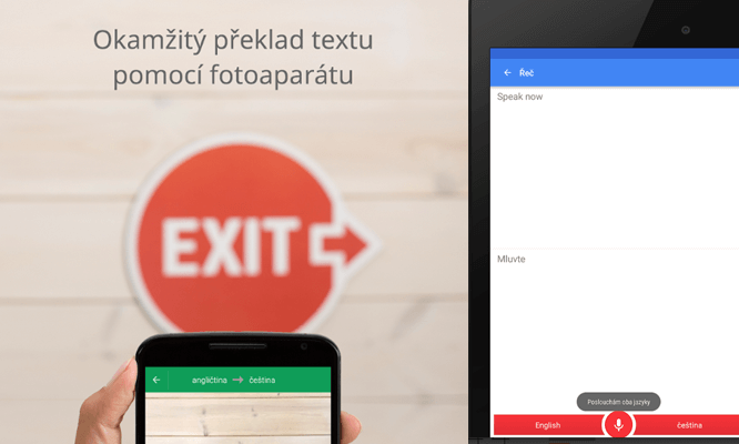 Google překladač - náhled na mobil